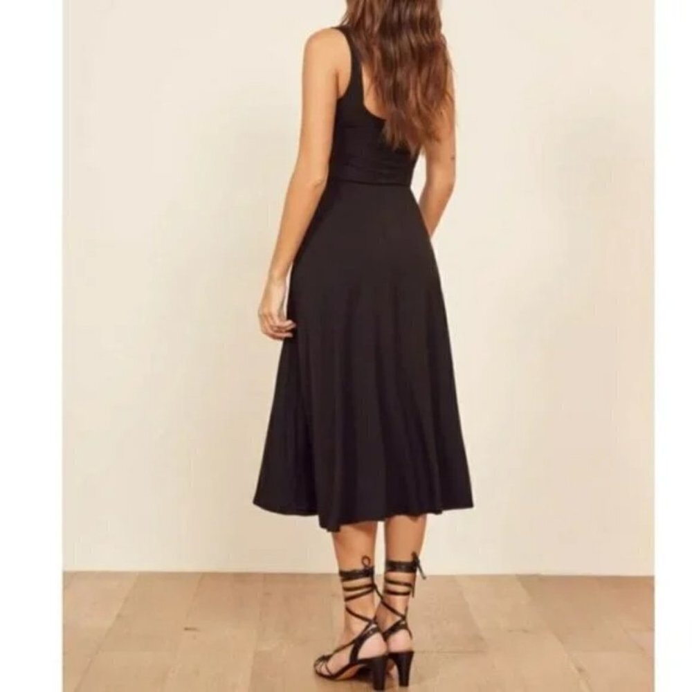 NWT Reformation Jeans Black Mary Midi Dress - Picture 2 of 14